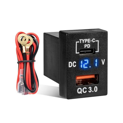 Anina Car Charger Socket Dual PD USB Ports Power Adapter QC3.0 USB A Quick Charging & Type C 12V Power Charging Outlet Compatible with 2008-2024 Toyota Tacoma 4Runner Tundra RAV4