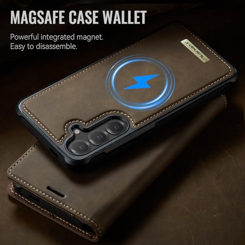 for Samsung Galaxy S26 5G 2in1 Detachable Wallet Case, Brown | Compatible with Magsafe, Magnetic, RFID Blocking Card Holder, Shockproof, Kickstand, Wireless Charging, PU Leather Flip Cover - color: (Detachable 2 in 1)-Brown, size: Galaxy S26