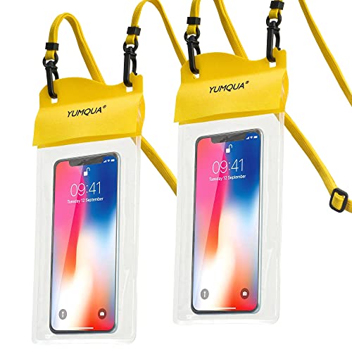 YUMQUA IPX8 Waterproof Phone Pouch, Cell Phone Dry Bags, Large Size 2 Pack | Touchscreen Waterproof Phone Case Clear for iPhone 17/16/15 Pro Max Galaxy S26 Ultra for Beach Swimming Boating Paddle Board