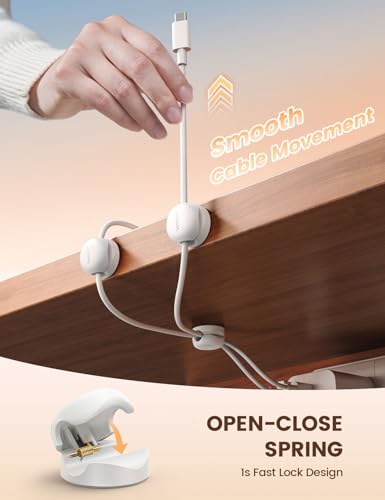 Lamicall Foldable Phone Stand for Desk Cord Organizer, Spring Cable Management Clips
