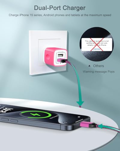 iPhone 17e 18 Wall Charger & USB-C Cable, Charging Power Adapter USBC Cord - color: Pink, style: USB C
