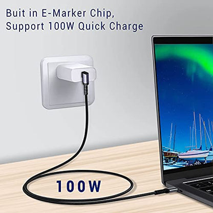 USB C to USB C Cable 100W, 2-Pack 6.6ft Right Angle - size: 100w - 6ft, 6ft