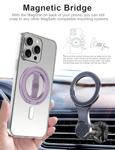 EWA MagOne 3rd Gen [Compatible with MagSafe] Phone Grip Stand with Finger Strap, Removable Magnetic Ring Holder Kickstand Loop for iPhone 17,16,15,14,13,12 Series (Purple) - color: Purple