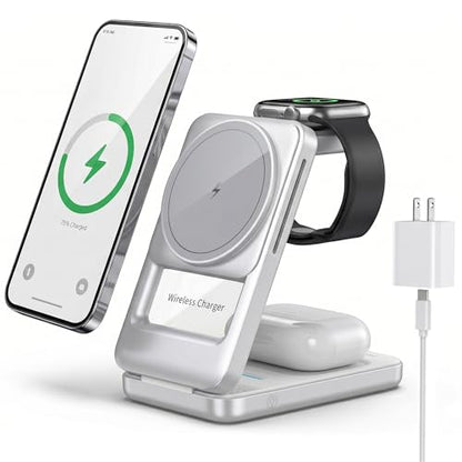 3 in 1 Charging Station Foldable Fast Charging for Magsafe Silver - color: Silver