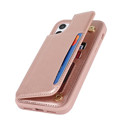 iCoverCase Compatible with iPhone 11 Case with Card Holder, Wallet Phone Case for Women Men RFID Blocking PU Leather Protective Case 6.1 Inch (Rose Gold) - color: Rose Gold