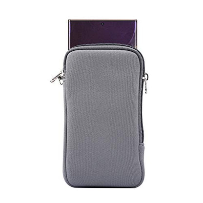 Neoprene Cell Phone Sleeve Zipper Phone Pouch Case for Samsung Galaxy S26 Ultra S25 Ultra S24 Ultra S23 Ultra A17 A16 A26 A36 A56 A15 A25 A35 A55 A14 A13 A07 A06 A05 A04 A03s, iPhone 16 Pro Max (Gray) - color: Gray