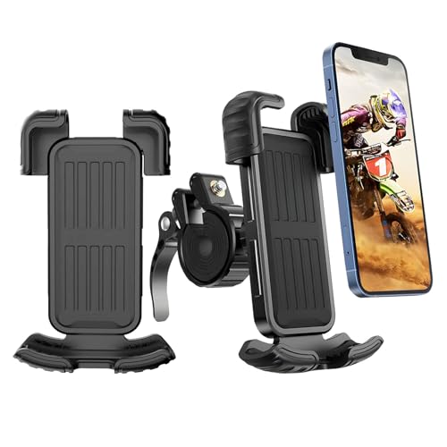 2 Packs Bike Motorcycle Phone Mount,[Ultra Metal] Bike Motorcycle Phone Holder with Security Lock, Bicycle Phone Mount with Soft Cushion & Adjustable Clip Compatible with 4.7''-6.8'' Phone - color: 2 pack