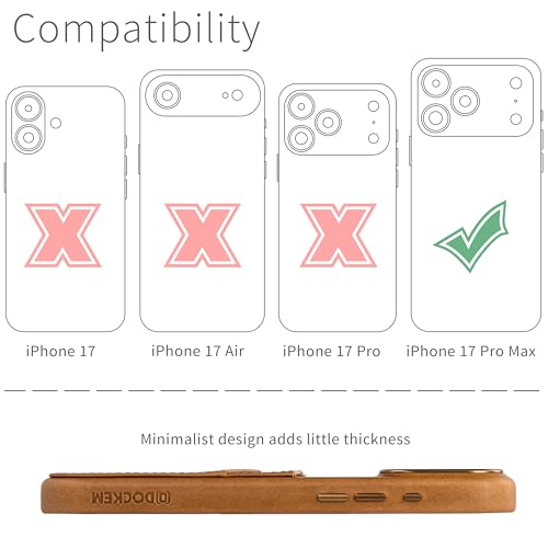 Dockem Genuine Leather Card Case for iPhone 17 Pro Max with Camera Control Button and Stitched-on Wallet with 2 Holder Slots (Light Brown, M2GL) - color: Light Brown, size: 17 Pro Max