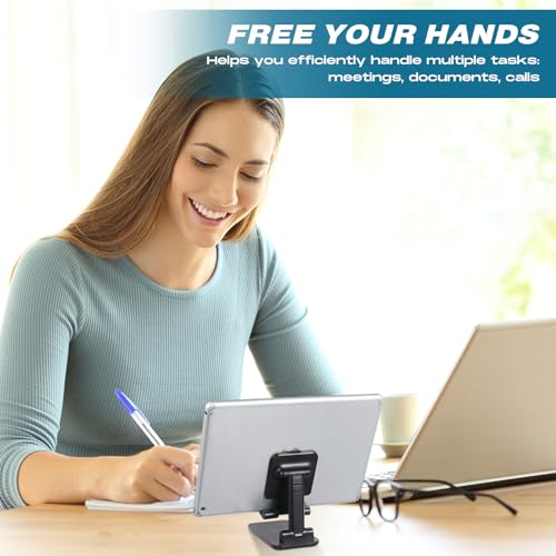 Wonderjune 12 Pcs Cell Phone Stand Adjustable Holder for Desk, White,Black