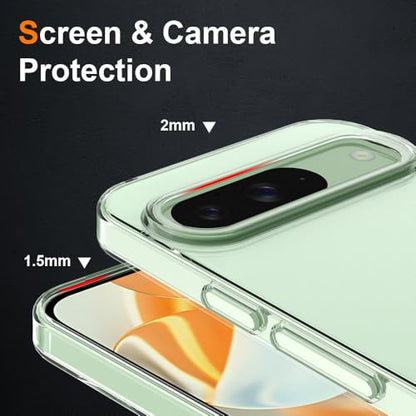 Silicone Clear Google Pixel 9/9 Pro Case, Ultra Thin with Comfort Grip | Soft Slim-Fit TPU Pixel 9/9 Pro Phone Cover,Non-Slip,Shockproof Protection,Scrath-Resistant - size: Pixel 9-9 pro case