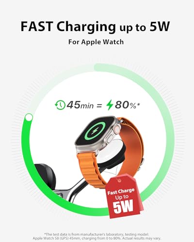 3 in 1 Wireless Charging Station for Apple Devices with MagSafe - color: Black, size: Adapter not included