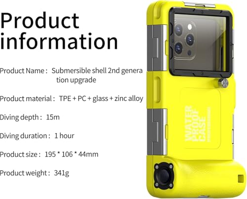 Hllhunkhe Universal Underwater Phone Case for Snorkeling, Professional Diving Waterproof Phone Case for iPhone 7-17 Pro/Pro Max/Plus/Mini, Galaxy S10-S25 Ultra/Plus and Most Phones,Yellow/Black - color: Yellow/Black