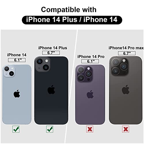 for iPhone 14 - iPhone 14 PLUS Camera Lens Protector, 9H Tempered Glass Camera Cover Screen Protector Metal Individual Ring for iPhone 14 6.1 inch iPhone 14 Plus 6.7 inch (Blue)