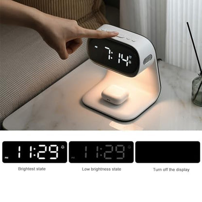 Wireless Charger Alarm Clock, Featuring Wireless Charging, Clock, Alarm, 3-Level Lighting, 15W Fast Wireless Charging, and Compatibility with All Qi-Enabled Devices, A40 White. - color: Wireless Charger Alarm Clock A40 White