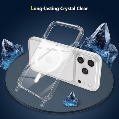 Magnetic Case for iPhone 17 Pro Max 6.9" Clear Crossbody Case with Adjustable Shoulder Neck Lanyard Strap,Compatible with Magsafe,Soft Slim Bumper Shockproof Protective Phone Cover-Black - color: Black, size: iPhone 17 Pro Max