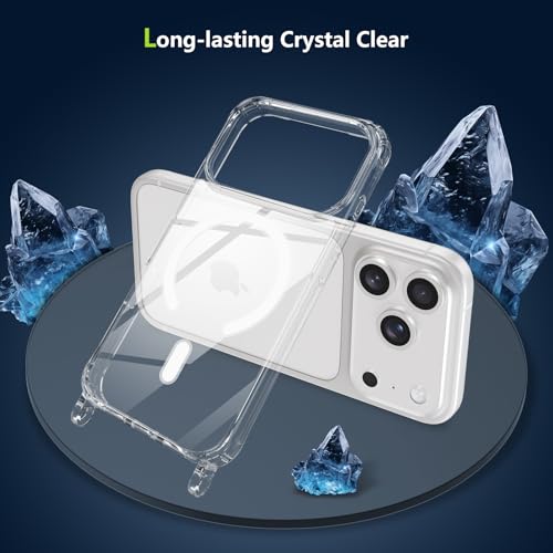 Magnetic Case for iPhone 17 Pro 6.3" Clear Crossbody Case with Adjustable Shoulder Neck Lanyard Strap,Compatible with Magsafe,Soft Slim Bumper Shockproof Protective Phone Cover-Black - color: Black, size: iPhone 17 Pro