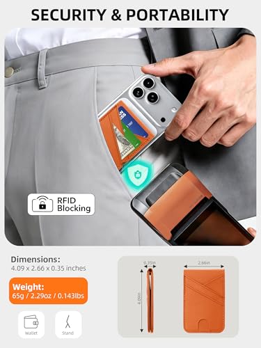 for MagSafe Wallet Magnetic iPhone Card Holder with Adjustable Stand - color: Orange
