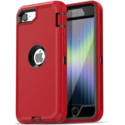 ENTRONIX Case Compatible with iPhone 8/7/SE - Triple-Layer Heavy Duty Protection Red - color: Red