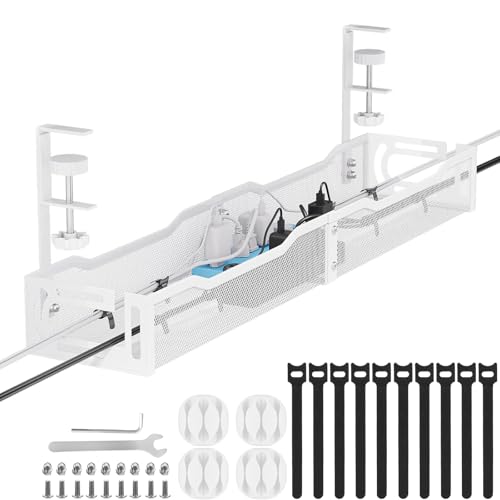 Cable Management, 25'' Cable Management Under Desk, Cable Tray - color: White, size: 25'' (1 Pack)