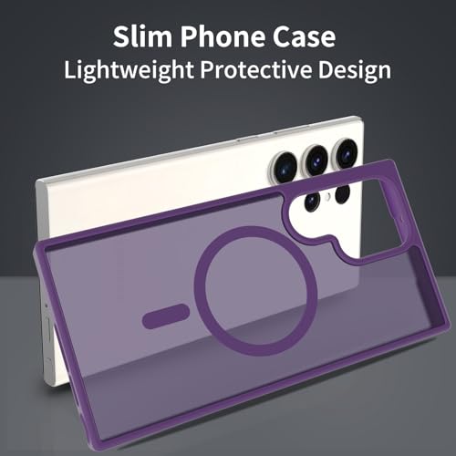 for Samsung Galaxy S23 Ultra Case Magnetic, Compatible with Magsafe 6.8 Inches Slim Fit Heavy Duty Protection Wireless Charging Lightweight Shockproof Anti-Slip Protective Phone Cover, Purple - color: Purple Magnetic