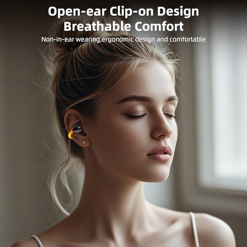 Open Ear Sport Earbuds, Clip on Bluetooth Headphones for Running Workout