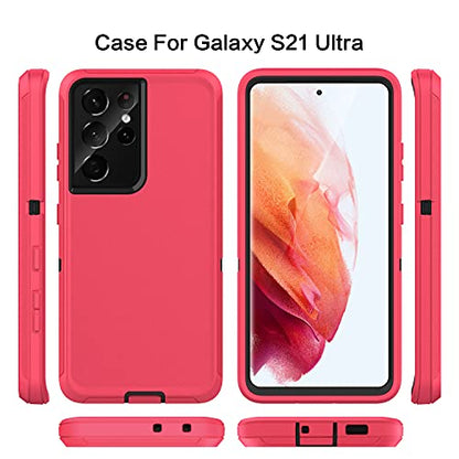 MXX Case Compatible with Galaxy S21 Ultra Case, 3-Layer Super Full Heavy Duty Body Bumper Cover/Shock Protection/Dust Proof, Designed for Samsung Galaxy S21 Ultra 5G 6.8 Inch 2021 (Pink/Black) - color: Pink/Black