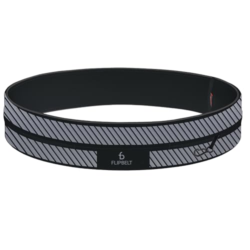FlipBelt Classic Running Belt, Phone Holder for Running, Money Belt Pouch - color: Reflective Black, size: Small