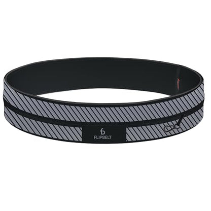 FlipBelt Classic Running Belt, Phone Holder for Running, Money Belt Pouch - color: Reflective Black, size: Small