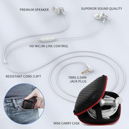 ASKUBSKU 3.5mm Headphones Wired Earbuds for Chromebook Laptop PC, Silver - color: Silver