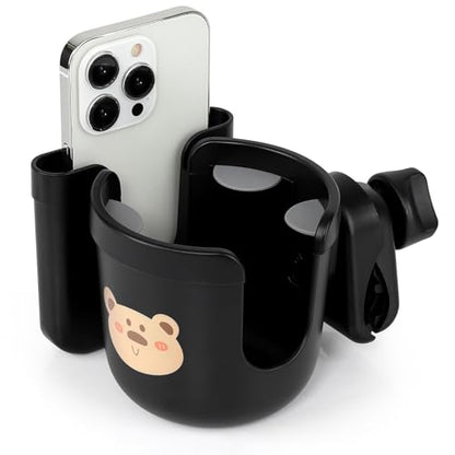 Accmor Wheelchair Cup Holder with Phone Holder, ﻿Universal 360° Rotatable Walker Cup Holder Rollator Scooter Accessory - color: Bear