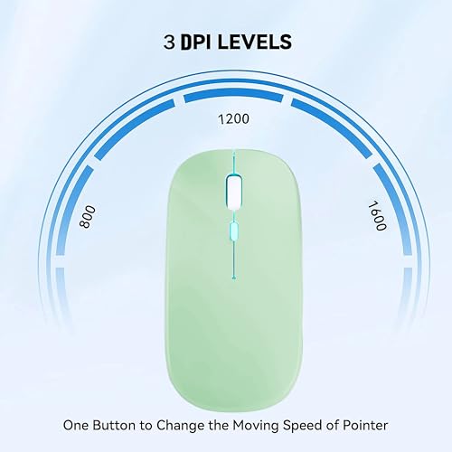 WREANU Wireless Bluetooth Mouse, Rechargeable Laptop Mice, Green - color: Green Wireless Bluetooth Mouse