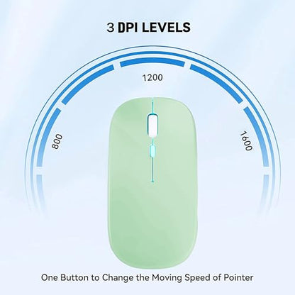 WREANU Wireless Bluetooth Mouse, Rechargeable Laptop Mice, Green - color: Green Wireless Bluetooth Mouse