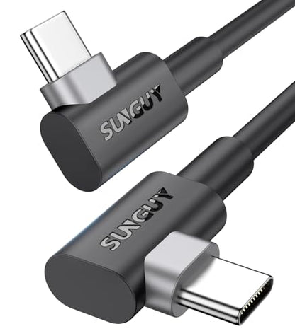 SUNGUY USB C to USB C Right Angle Cable 3FT, 2Pcs 60W Fast Charging 90 Degree USBC to USBC Cable Compatible with iPhone 17 16 15 Pro Max, MacBook Pro, iPad Pro, Galaxy S25/S24 - size: 3FT
