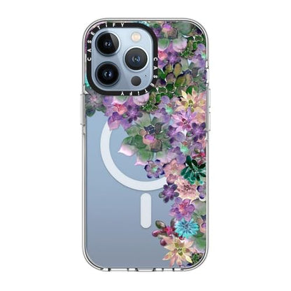 CASETiFY for iPhone 13 Pro Case - Impact Clear Compatible with MagSafe | Not Yellowing | 6.6 ft. 3x Military Grade Drop Protection | MY SUCCULENT GARDEN | Clear - color: MY SUCCULENT GARDEN, size: Iphone 13 Pro (6.1")
