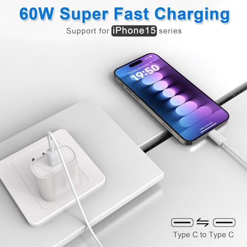 USB C to USB C Cable 4-Pack [1+3+6+10FT], 60W PD Fast Charging Cord for iPhone 17 16 15 Pro Max Plus, iPad Pro Air, MacBook, Samsung Galaxy S26 S25 S24, Switch