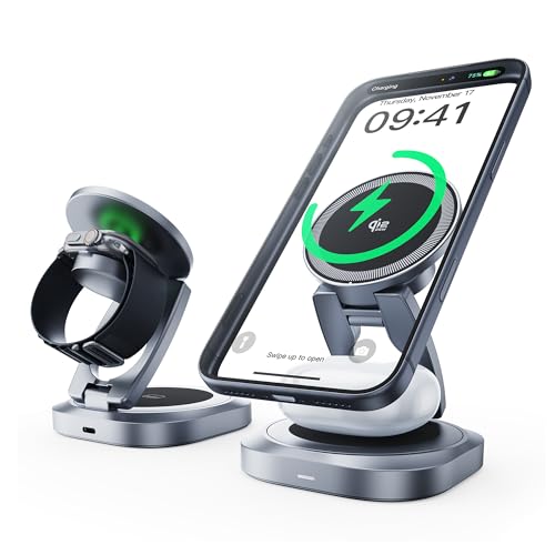 REWONDER 3-in-1 Qi2.2 25W Fast Wireless Charging Station for iPhone - color: Grey