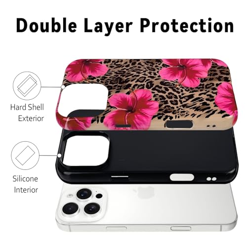 Lovmooful for iPhone 16 Pro Case Cute Flower Leopard-Hibiscus | Compatible for iPhone 16 Pro Case,Aesthetic,Hibiscus,Floral,2 in 1,for Women Girls,Soft TPU+PC,Shockproof,Protective - size: iPhone 16 Pro