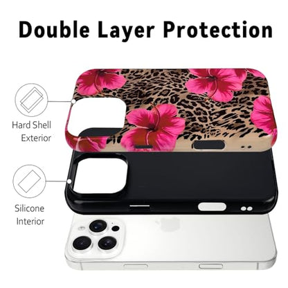 Lovmooful for iPhone 16 Pro Case Cute Flower Leopard-Hibiscus | Compatible for iPhone 16 Pro Case,Aesthetic,Hibiscus,Floral,2 in 1,for Women Girls,Soft TPU+PC,Shockproof,Protective - size: iPhone 16 Pro