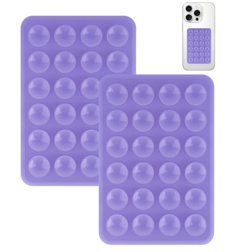 Yojaro 2 Pack Silicone Suction Phone Case Mount, Silicon Adhesive Smartphones Stand Sticky, Non Slip Suction Cup, Hands-Free Phone Accessories Holder for Selfies and Videos Purple - color: Purple