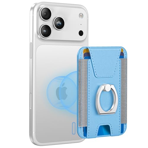 for Magsafe Wallet with Grip, 6-Card Holder; Stronger Magnetic Phone Wallet - color: Light Sky Blue