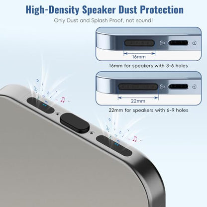 Silicone Lightning Dust Plug+Phone Speaker Cover,Dust Plugs for iPhone - color: Black