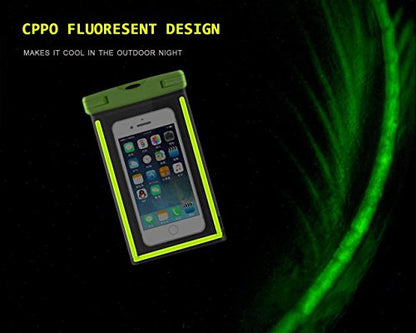 Kool Fluoresent Waterproof Phone Case, Pack of 2 IPX8 Cellphone Pouch Bag for iPhone X, 8, 7, 6 Plus, SE, Huawei Mate 9, Samsung S9+ S9 S8+ LG V20 HTC, Snowproof Dirtproof Outdoor (Yellow+Pink)