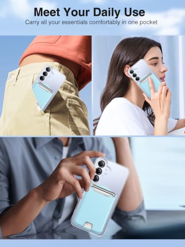 TopMade for MagSafe Wallet, 4 Cards Holder, Strongest Magnetic Phone Wallet - color: Baby Blue
