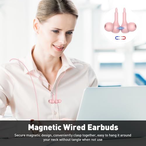 APETOO Wired Earbuds in-Ear Headphones 3.5mm Jack for Laptop/School Pink - color: Rose-Pink