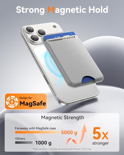 for MagSafe Wallet, 5 Card Holder, Slim Leather Magnetic Wallet for iPhone 17/16/15/14/13/12 Pro Max Plus Air Series, 1 Card Slots & 1 Cash Slot,Grey - color: Grey