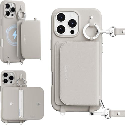 MAGEASY Pouch MagSafe Crossbody Wallet Phone Case for iPhone 16 Pro Max Removable Wallet with Strap, 16ft Drop Protection, Card Holder & Coin Pocket Magnetic Purse Compatible with MagSafe (Starlight) - color: Starlight, size: iPhone 16 Pro Max