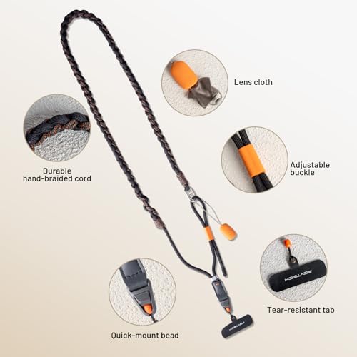 PGYTECH LinkGo Phone Strap, Quick Release Crossbody Lanyard & Lens Cloth - color: Braided-stellar Black