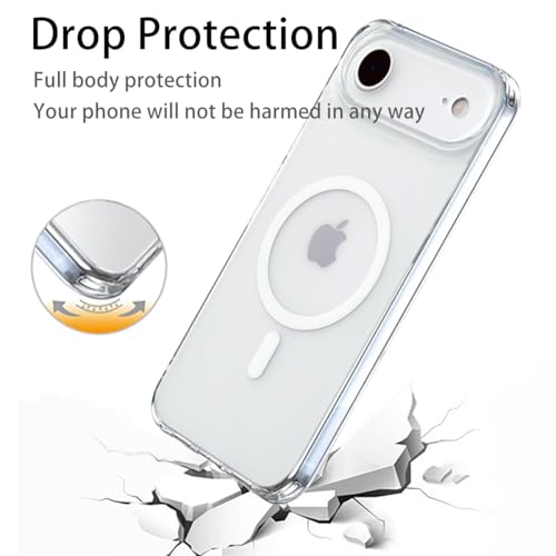 TOPF&B Magnetic Case Compatible with iPhone 17,Compatible with Magsafe,Anti-Yellowing Cover,Transparent Screen Protector,Clear Case for iPhone 17,Crystal Clear - size: iPhone 17 Magsafe Case