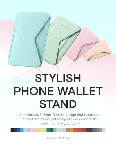 MOFT Magnetic Wallet Stand Compatible with iPhone 17/16/15/14/13/12 Series, Angle Adjustment & Magsafe Compatible MOVAS Phone Stand,Aqua - color: Aqua, size: Standard