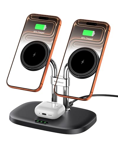 Dual Wireless Charger for iPhone 18 Pro Max/Duo, SwanScout 706M, Black - color: Black
